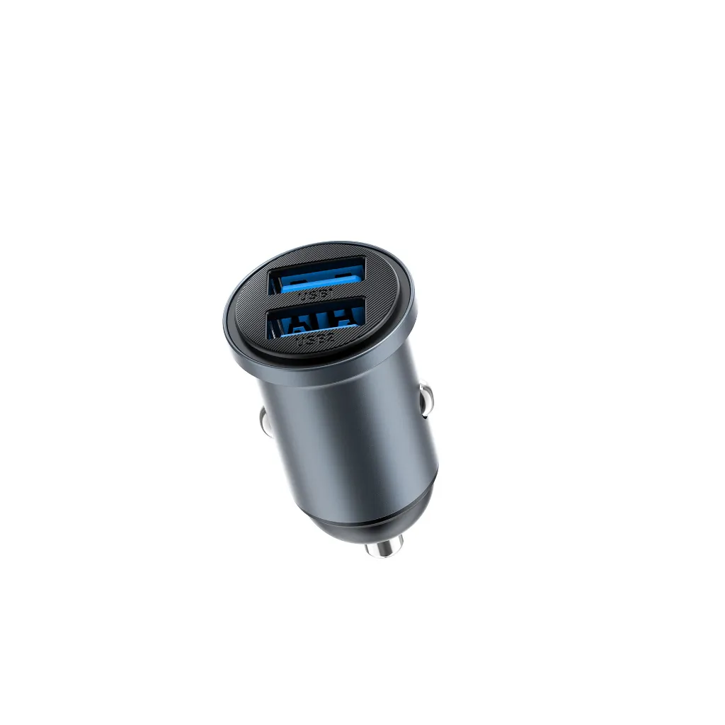 Nano Carregador Rápido para Carro (2.4A) Cinzento